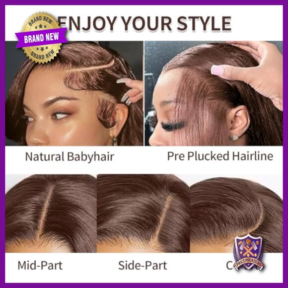 22 Inch Human Hair Lace Front Wig 200% Density Straight Pre Plucked main image 6
